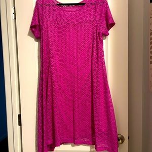 14/16 Lane Bryant Fit and Flare Bright Pink Lace Dress